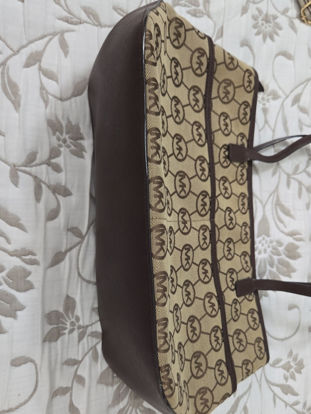 Michael Kors Brown and Beige MK Monogram Tote - Picture 13 of 13